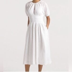 NEW J.Crew Smocked White Eyelet Midi Dress 2X